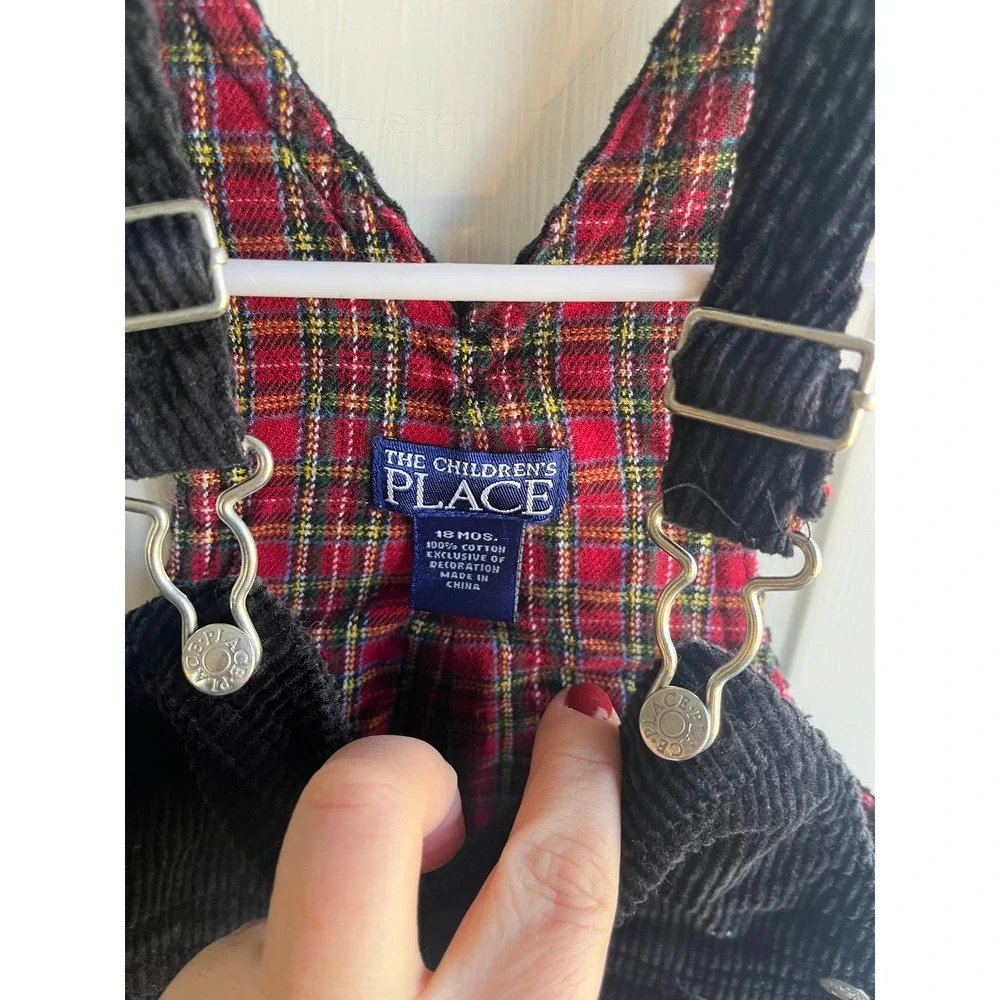 90's The Children's Place Baby Boys Corduroy Overalls and‎ Flannel Holiday Set - Picture 7 of 7